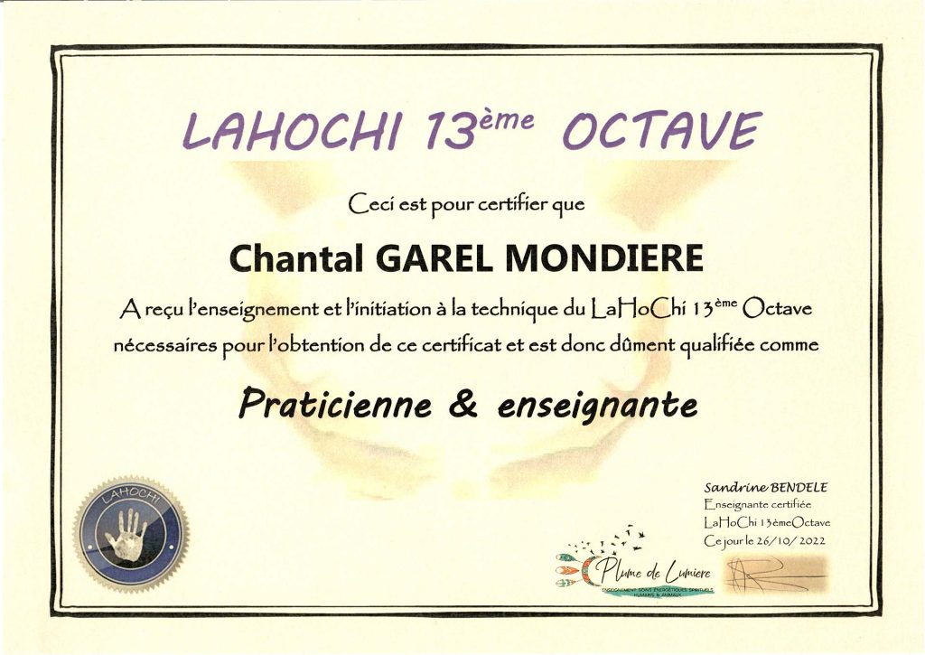 Certificat de LaHoChi 13ème Octave