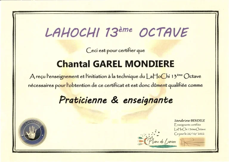 Certificat LaHoChi 13ème octave